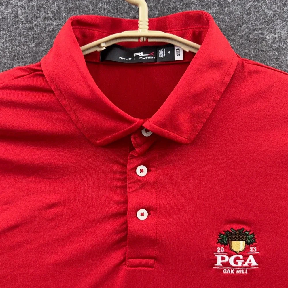 RLX Ralph Lauren Polo Shirt Mens Medium Red Oak Hill 2023 PGA Golf‎ Championship